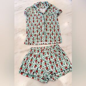 Roller rabbit monkey pajamas xs Christmas green red